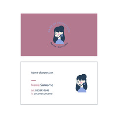 Minimalist business card with female avatar illustration