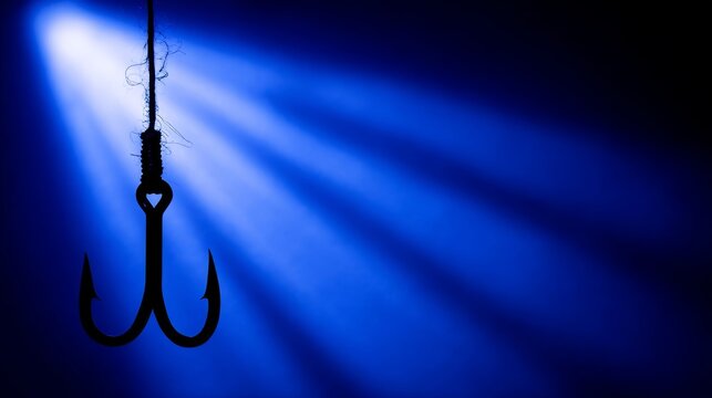 A fishing hook is shown alone on a background, associated with fishing, including the hook itself, isolation, background, fish, equipment, tools, and fishing gear, which is sharp and made of metal