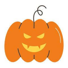 Scary Halloween Jack-o'-lantern Pumpkin with Vampire Fangs Illustration