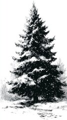 Snow-Covered Pine Tree Illustration