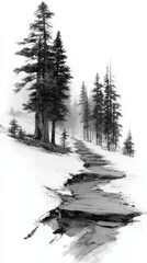 Snow-Covered Pine Tree Illustration