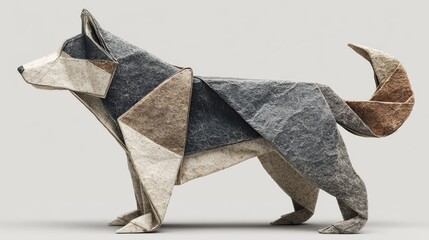 Geometric Origami Dog Sculpture