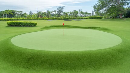 golf,turf,manicured,hole,hole,putting,game,outdoor,green,ball,grass,sports,competition,club,play,course,recreation,athletic,flag,lawn