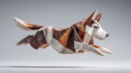 Geometric Origami Dog Sculpture