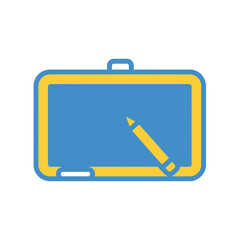 Educational board graphic with pencil and eraser for virtual lessons, ideal for a conceptual green screen presentation