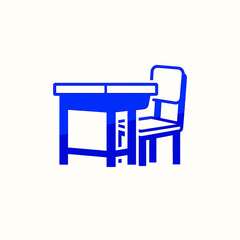 School Desk and Chair Icon for Education Optimized for Green Screen Integration