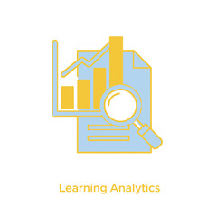 Learning Analytics Data Visualization with Magnifying Glass Icon