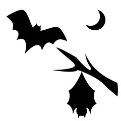 シンプルなコウモリのシルエットイラスト