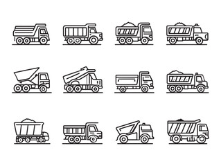 Dump Truck line art construction vehicle design