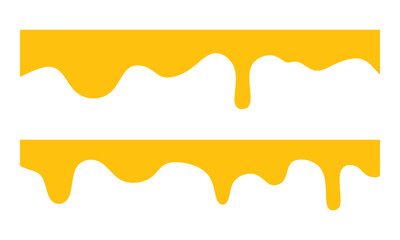 flowing melted honey on white background. Yellow dripping honey seamless pattern with smooth, glossy, and natural flow.