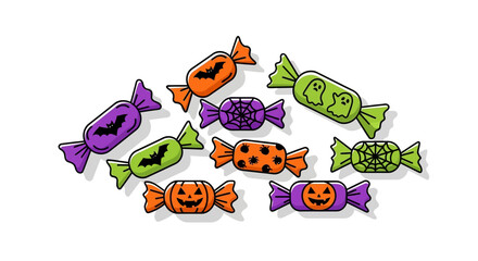 Halloween candy assortment colorful wrapped treats for trick or treaters.