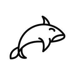 Obraz premium A simple outline of a dolphin curving upwards with a small dorsal fin and closed eye. line icon editable stroke