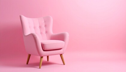 A pink armchair isolated on a soft pink background, exuding comfort and relaxation