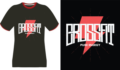 CrossFit "Pure Energy" T-Shirt Design with Red Lightning Bolt Graphic