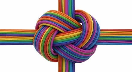 Rainbow Rope Knot on White Background
