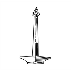 Hand drawn Sketch of Jakarta Monas Outline Vector