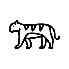 A minimalistic black line drawing of a stylized tiger. line icon editable stroke