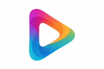 Abstract play button loop forming a vibrant color spectrum, playing media, video, audio, multimedia, or stream content