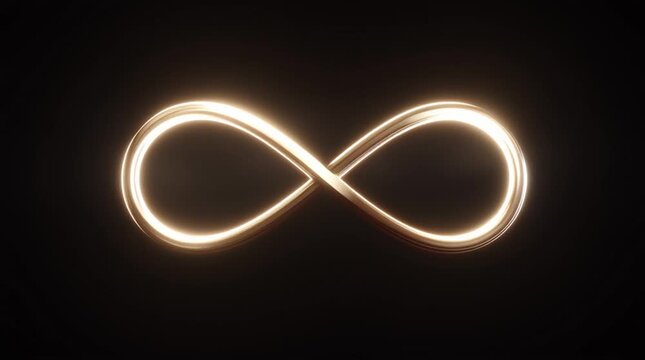 Eternal Symbol of Limitless: The illuminated infinity symbol, a beacon of boundless potential and timeless concepts, glows softly against a dark background.