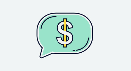 Fototapeta premium Dollar sign in a speech bubble representing financial discussion.
