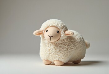 The main subject is a sheep, which should be a plush toy with soft, stylish fur