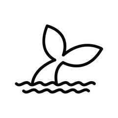 Whale tail icon sticking out of the water. line icon editable stroke