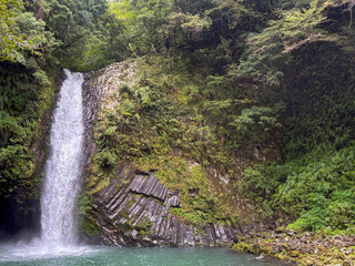 Joren Falls with Columnar Rocks in Izu, Shizuoka, Japan