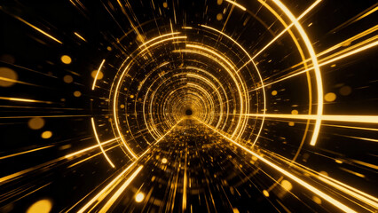 Futuristic Gold Digital Light Tunnel