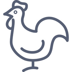 Line Art Icon of a Rooster Standing with a Transparent Background Simple Flat Design Vector Illustration