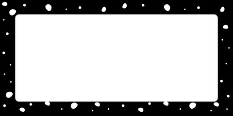 Horizontal dark frame. Snow falls at night, snowflakes. Flat vector design. Christmas, New Year. Winter loneliness. Space for greetings, text.