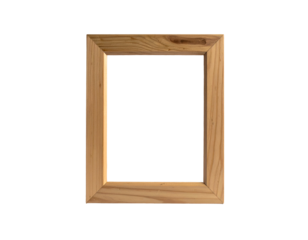 Wooden picture frame with a simple design against a stark black background