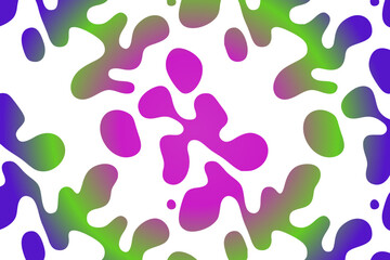 Abstract pattern featuring blob-like shapes in gradient colors of purple, green, and blue on a white background
