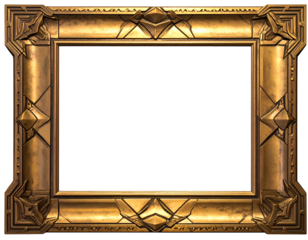 Ornate golden rectangle frame with geometric patterns and sharp angles, elegant details