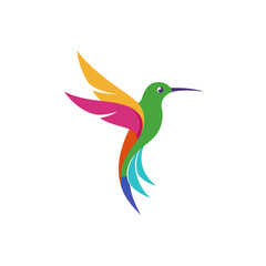 Obraz premium Colorful hummingbird logo design with abstract wings and tail