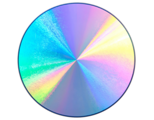 Abstract circular design with spectrum hues radiating from a central point