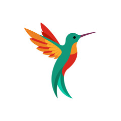 Obraz premium Vibrant hummingbird in flight with colorful wings and body