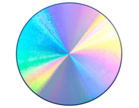 Abstract circular design with spectrum hues radiating from a central point