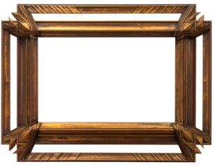 Ornate, rectangular wooden frame with detailed corners, gold color, and empty center
