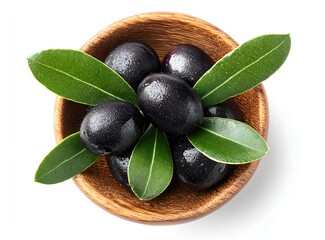 Olives Delightfully Presented Within Small Wooden Bowl