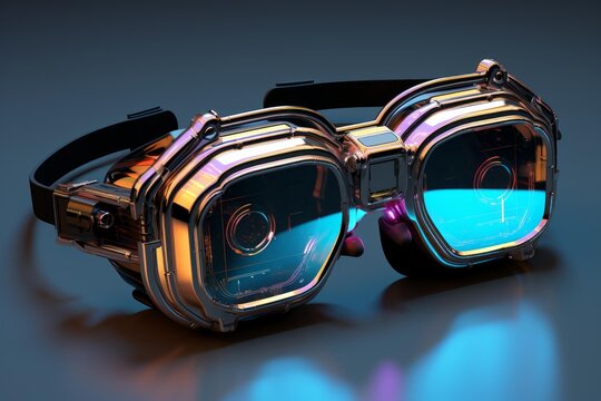 Modern goggles projecting holographic augmented reality data, showcasing cutting edge technology
