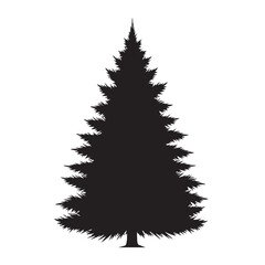 Classic Pine Tree Silhouette A Symbol of Evergreen Forests and Winter Landscapes Ideal for Outdoor Nature and Holiday Themed Designs Isolated on White Background