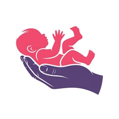 Illustration of a baby held gently in a caring hand