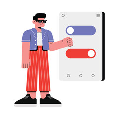 User interface with dark theme layout illustration