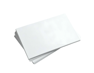 Close-up of a stack of clean, white rectangular papers with subtle shadows on a black backdrop