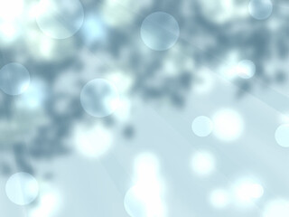 木の影と光の玉が水色の壁に映る背景