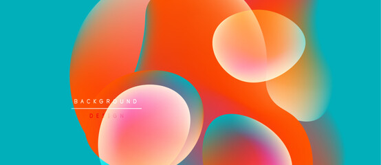 Abstract fluid shapes, vibrant colors blend. Turquoise, orange, pink create dynamic background design. Modern, smooth gradients present visual harmony.