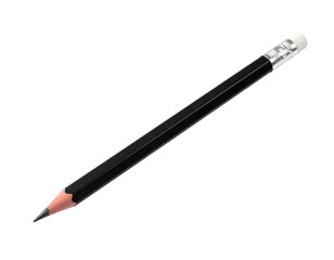 A realistic, high-angle depiction of a graphite writing tool with a sharp point and eraser