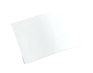 Isolated white, curved paper sheet against a black background, slightly tilted