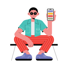 Mobile app user interface layout with clean design illustration