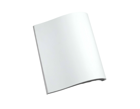 A digitally rendered, slightly curved, open blank paper, presented against a black backdrop